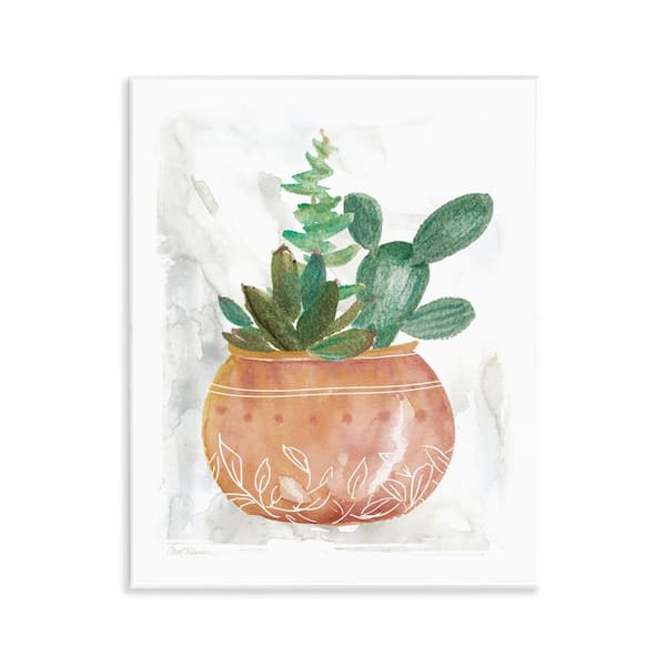 Stupell Industries Succulent Planter Vase by Carol Robinson Unframed Nature Graphic Art Print 14 in. x 11 in.
