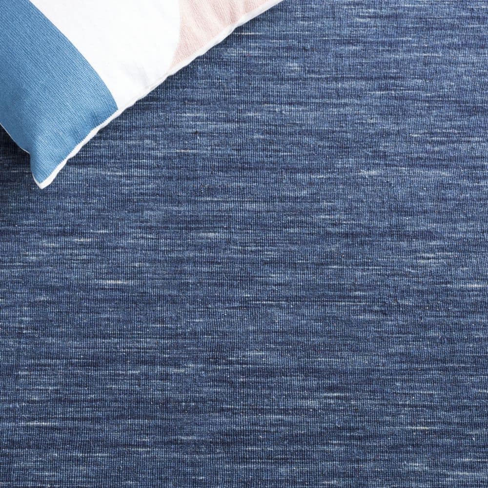 Navy Blue Handmade Wool and Cotton Flatweave Rug, 3' x 5'