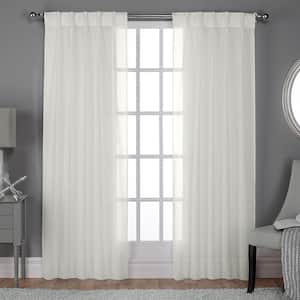 Belgian Snowflake Solid Polyester 30 in. W x 96 in. L Pinch Pleat Top, Sheer Curtain Panel (Set of 2)