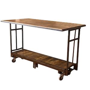 Brown Wood 64 in. Sled Dining Table Seats 6)