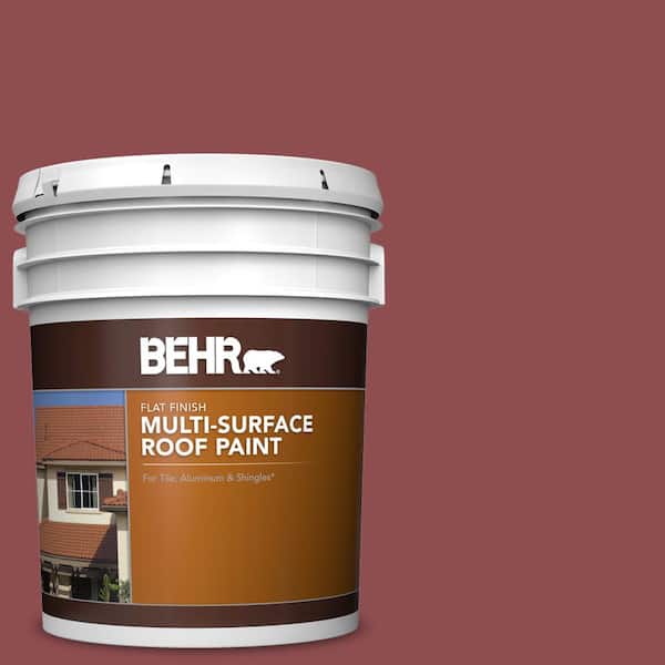BEHR 5 gal. #PPU1-08 Pompeian Red Flat Multi-Surface Exterior Roof Paint
