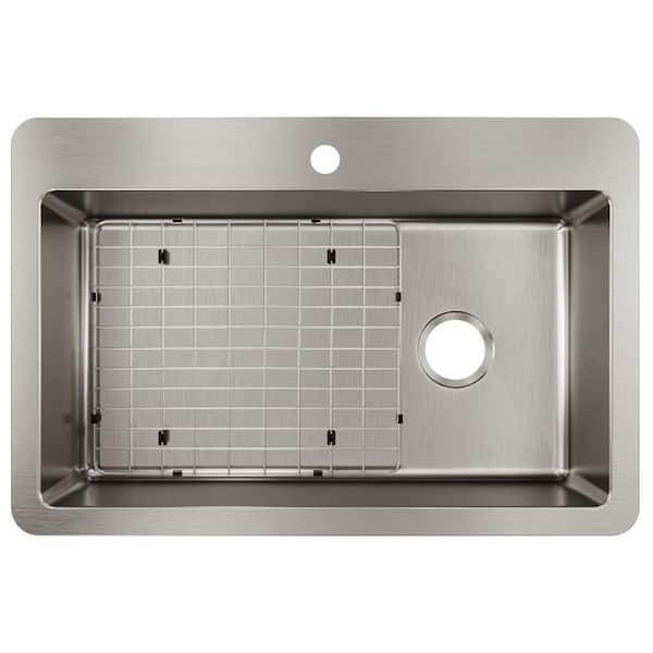 Elkay Avenue 33 in. Drop-In/Undermount Single Bowl 18-Gauge Stainless Steel Kitchen Sink Kit w/ Accessories