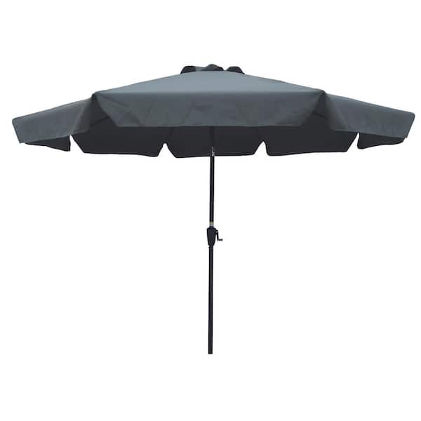 Boosicavelly 10 ft. x 10 ft. Outdoor Patio Dark Gray Umbrella with Flap and 8-Piece Ribs, with Tilt and Crank