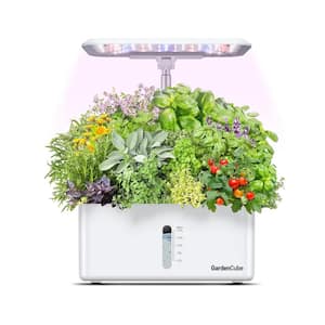 7 in. White Plastic Rectangular Indoor Hyrdroponic Planter with LED Grow Light Water Pump Automatic Timer for Home
