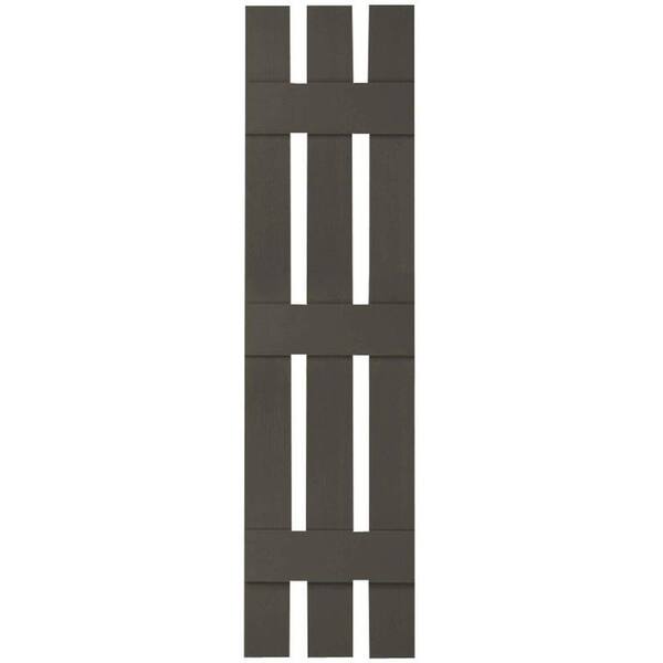 Ekena Millwork 12 in. x 65 in. Lifetime Vinyl TailorMade Three Board Spaced Board and Batten Shutters Pair Musket Brown