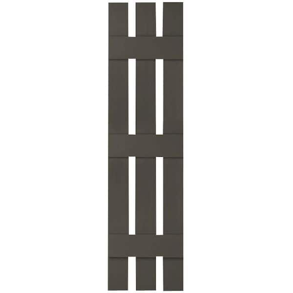 Ekena Millwork 12 in. x 68 in. Lifetime Vinyl TailorMade Three Board Spaced Board and Batten Shutters Pair Musket Brown
