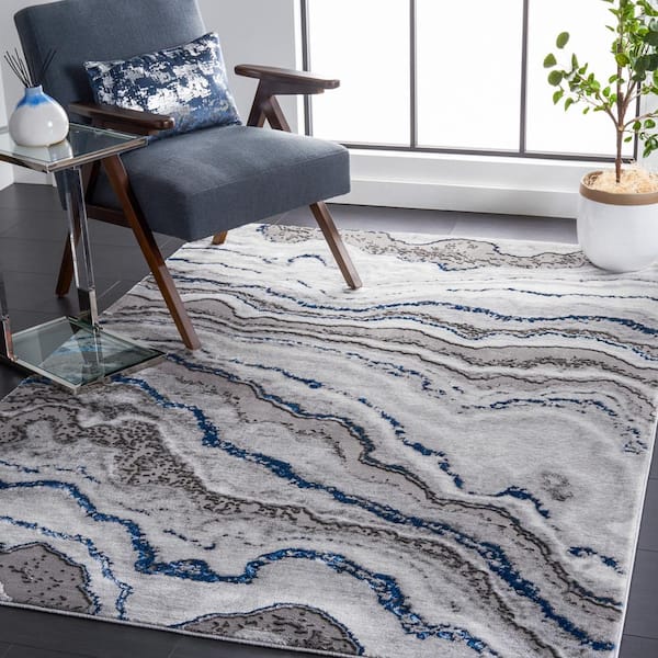 Craft Gray/Blue 7 ft. x 9 ft. Marbled Abstract Area Rug