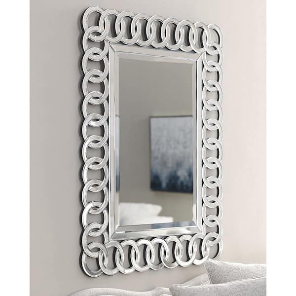 Afina Large Rectangle Mirror Beveled, Art Deco Glass Mirror