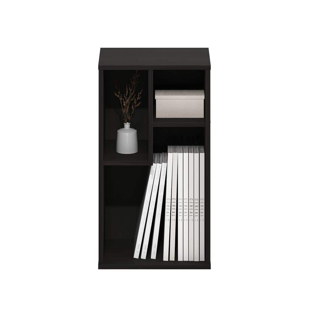Espresso Wood 3-Cube Irregular Bookcase Storage Organizer