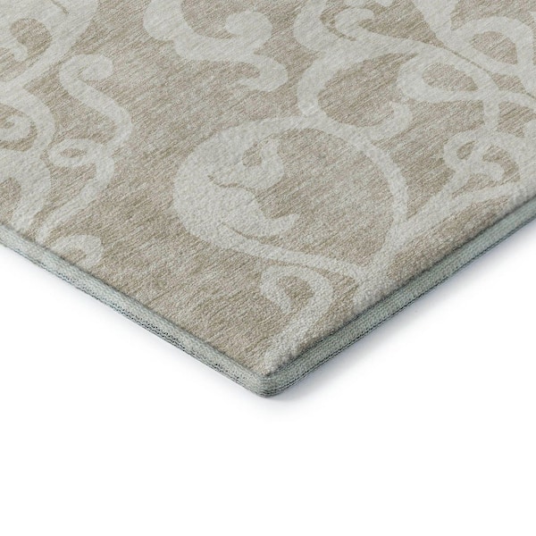 Mayfield Premium Machine Washable Abstract AMF973 Beige 1 ft. 8 in. x 2 ft. 6 in. Area Rug