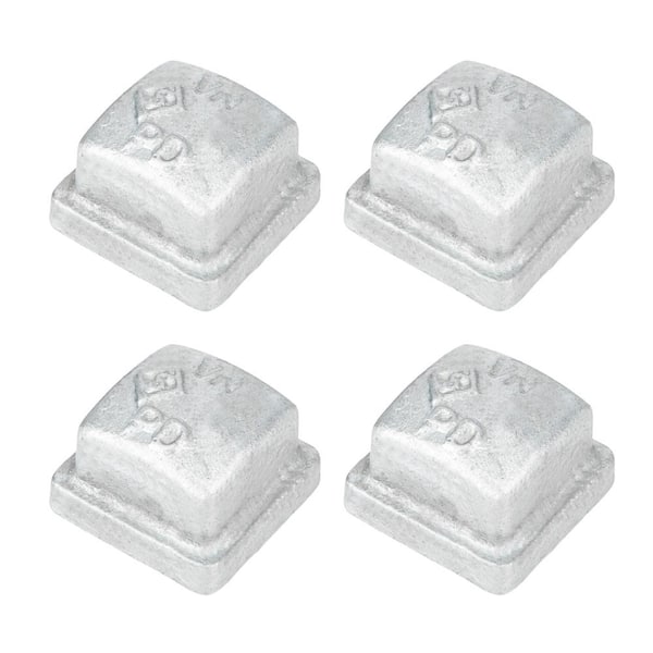 PIPE DECOR 1/2 in. Galvanized Iron Square Cap (4-Pack)