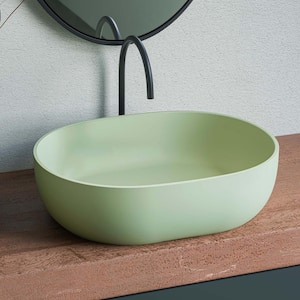 19 in. Avocado Lime Green EpiStone Solid Surface Bathroom Vessel Sink