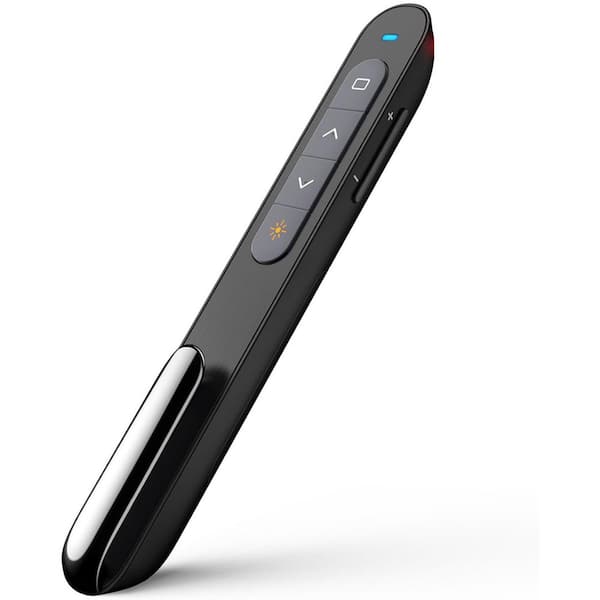 Lukyamzn Presentation Clicker Remote with Red Light Pointer for PowerPoint Screen and Hyperlink Support Black Plug and Play