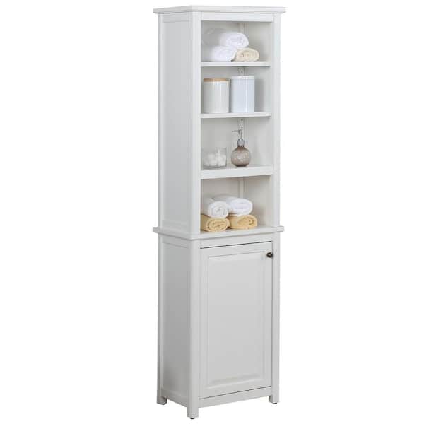 Large Freestanding Storage Cabinet with Glass Doors, Drawers and Open  Shelves, White - ModernLuxe