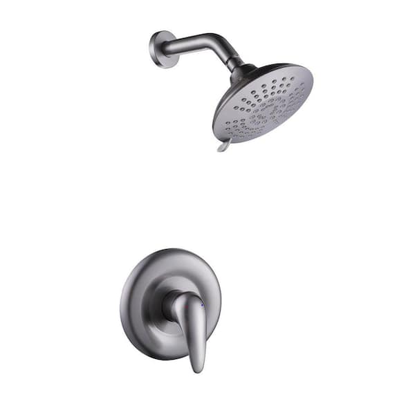 5-Spray Patterns with 4.2 GPM 6 in. Wall Mount Rain Fixed Shower Head in Brushed Nickel