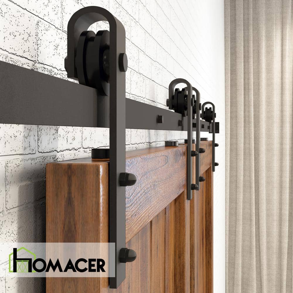 120-Inch Rustic Black Double Barn Door Hardware Kit