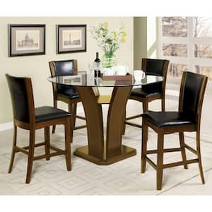 Hirro Brown Cherry and Black Faux Leather Counter Height Side Chair (Set of 2)
