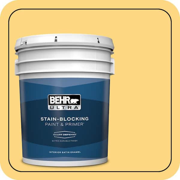 BEHR ULTRA 5 gal. #350B-6 Wildflower Honey Extra Durable Satin Enamel Interior Paint & Primer