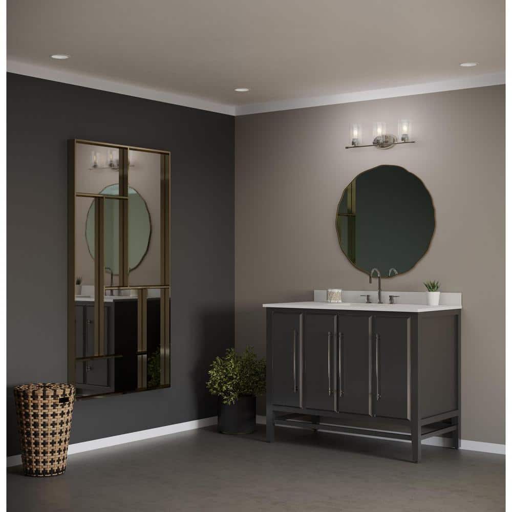 Riley Brushed Nickel 3-Light Bath Vanity with Clear Glass Shades