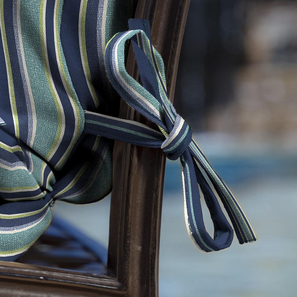 Sapphire Aurora Blue Stripe Tufted Polyfill Dining Chair Cushion Set