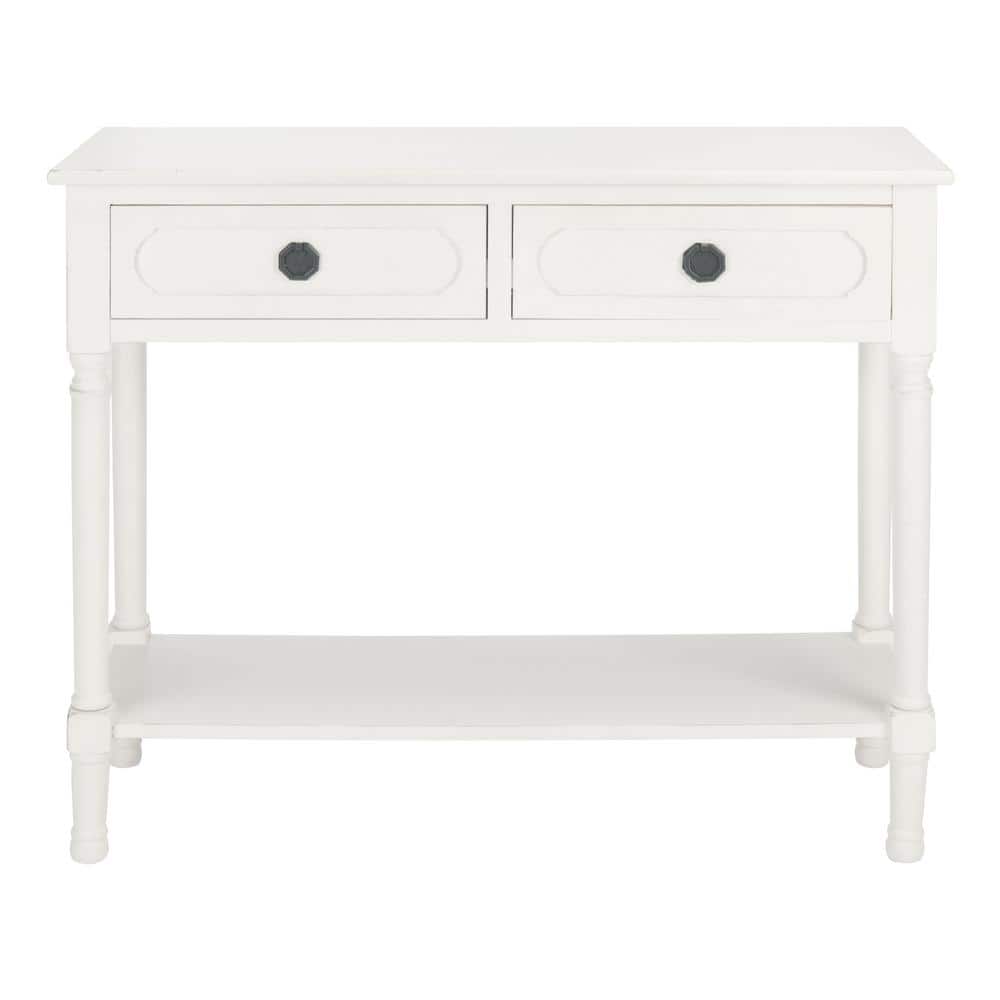 Allura Distressed White Wood 2-Drawer Console Table