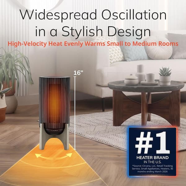 Artisan Series 1500 W 15.5 in. Black Electric High Velocity Tower Ceramic Heater with Base, Timer, Thermostat and Remote