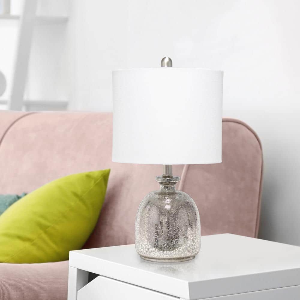 20" White and Mercury Textured Glass Table Lamp