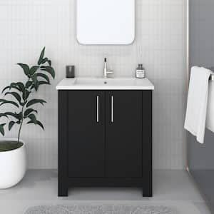 Austin 30 in. W x 20 in. D Bath Vanity in Black with Acrylic Vanity Top in White with White Basin