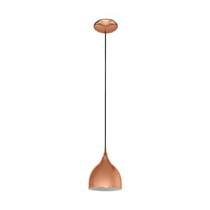 Coretto 6.63 in. W x 72 in. H 1-Light Copper Pendant Light with Metal Shade