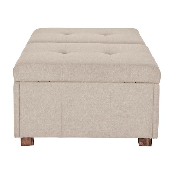 CorLiving Yves Beige Double Storage Ottoman Bench