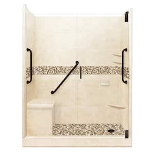 Roma Freedom Grand Hinged 30 in. x 60 in. x 80 in. Right Drain Alcove Shower Kit in Desert Sand and Old Bronze Hardware