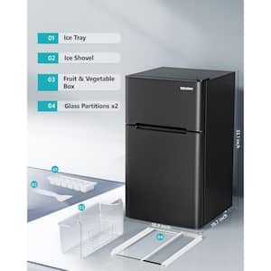 20 in. 3.2 cu. ft. Mini Refrigerator in Black with Compact Freezer, 7 Temperature Control, Low Noise, 3D Cooling