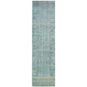 Mystique Green/Multi 2 ft. x 8 ft. Border Runner Rug