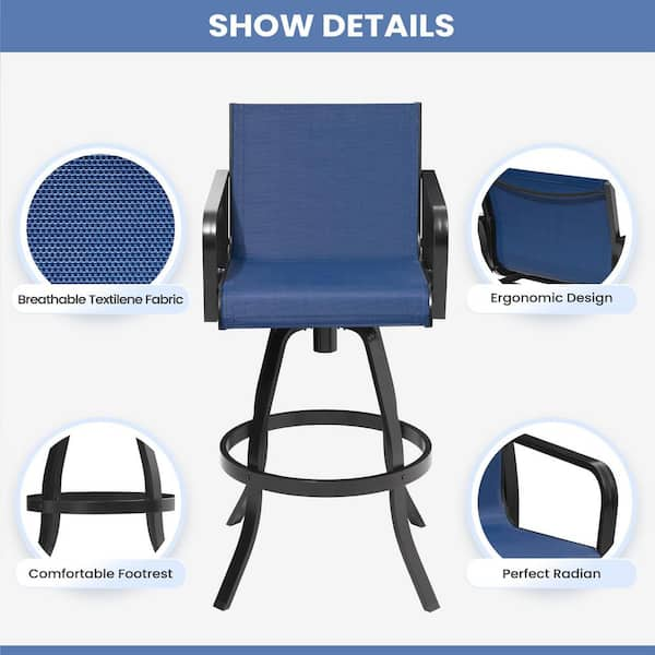 Navy blue folding footrest Sunbrella fabric