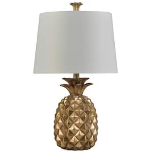 25 in. Gold Table Lamp with White Hardback Fabric Shade
