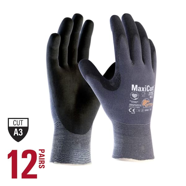 ATG MaxiCut Ultra Men's Medium Blue ANSI 3-Premium Nitrile-Coated Grip Outdoor and Work Gloves with Touchscreen (12-Pack)