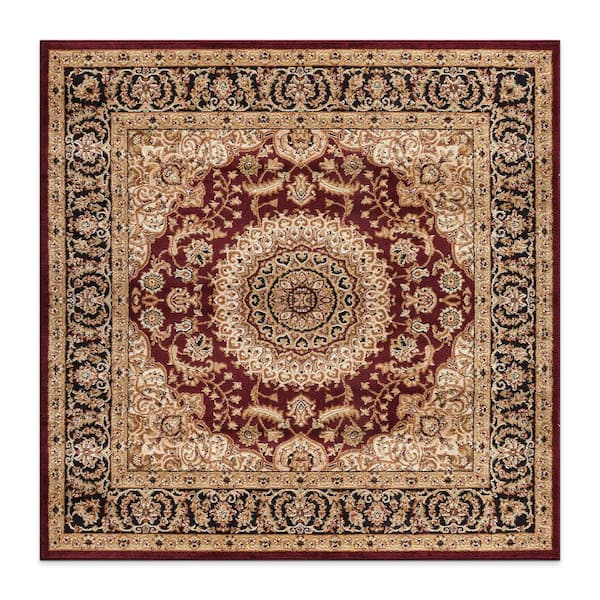 Traditional Medallion Burgundy 6 ft. 6 in.  x  in. 6 ft. 6 in.  Square Indoor Area Rug