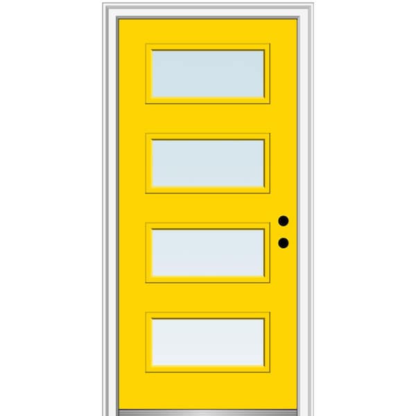 MMI DOOR 36 in. x 80 in. Celeste Low-E Glass Left-Hand Inswing 4-Lite Clear Eclectic Painted Fiberglass Smooth Prehung Front Door