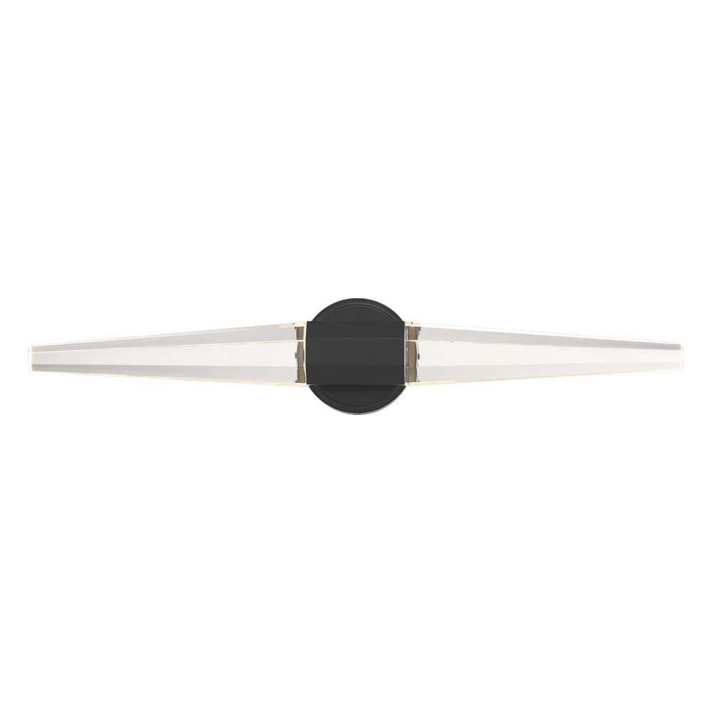 Beaumont 28 in. W x 5.25 in. H Black Lustre LED Contemporary Bathroom Vanity Light with Crystal Shades price history on PriceWatchPro