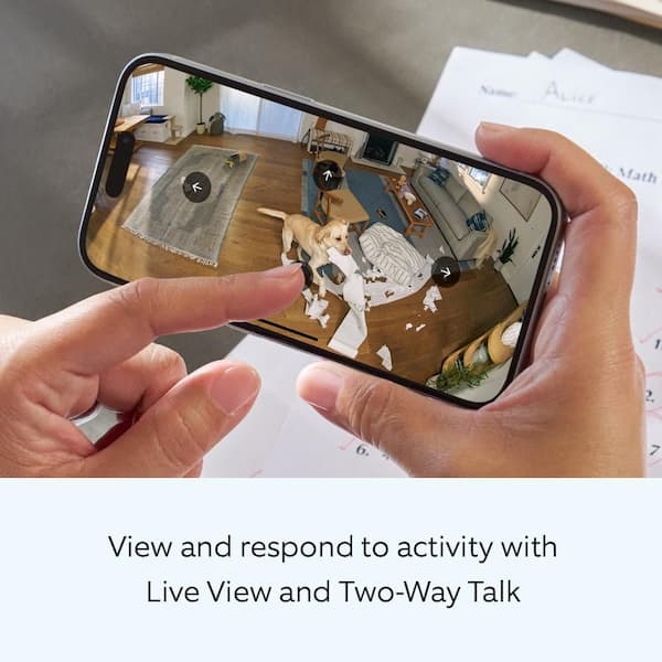 Ring Pan-Tilt Indoor Cam Plug-in Security Camera with 360° Horizontal Pan Coverage, Live View and Two-Way Talk, Charcoal