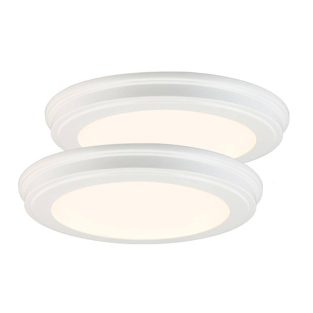 Commercial Electric 13 in. White Color Changing LED Ceiling Flush Mount (2-Pack)