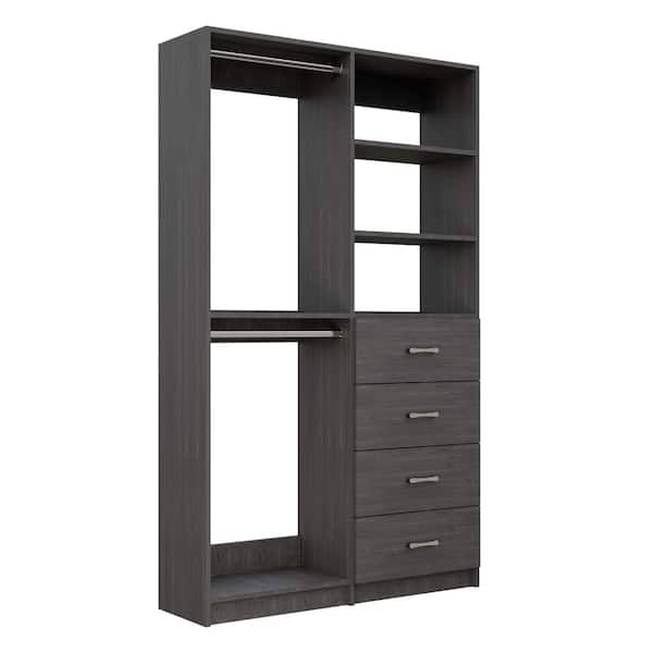 Alto 68.25 in. W Grey Double Hang and 4-Drawer Tower 10-Shelf Wood Closet System