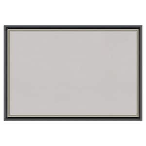 Theo Black Silver Wood Framed Grey Corkboard 39 in. x 27 in. Bulletin Board Memo Board