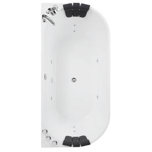 Luxury 59 in. Center Drain Acrylic Freestanding Flatbottom Whirlpool Bathtub in White with Faucet