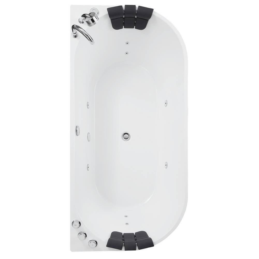 59'' White Freestanding Acrylic Whirlpool Bathtub with Faucet
