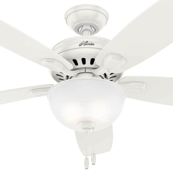 Hunter Stratford 52 In Led Indoor Fresh White Ceiling Fan With Light Kit 50487 The