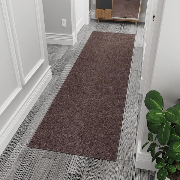 Oscar Collection Non-Slip Rubberback Modern Solid Design 2x5 Indoor Runner Rug, 1 ft. 8 in. x 4 ft. 11 in., Brown