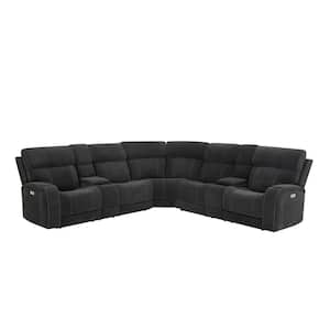 Seattle 3 Piece Fabric Gray Polyester Sectional Sofa with Recline