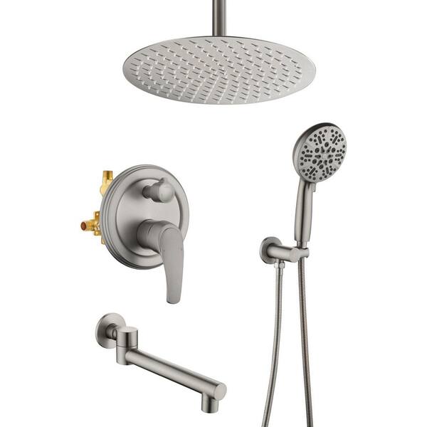 Single Handle 7-Spray Tub and Shower Faucet 1.8 GPM Shower System with Pressure Balance Valve Included Brushed Nickel