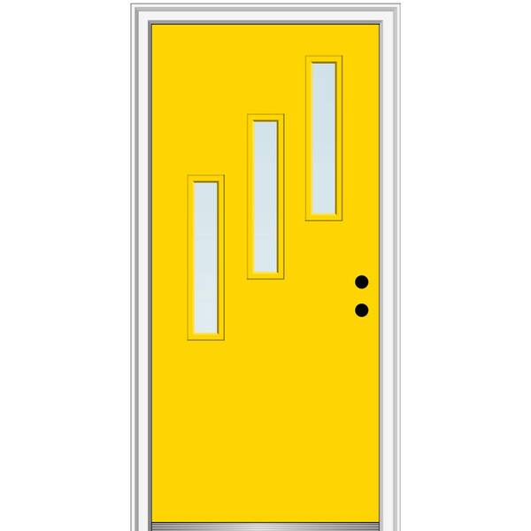 MMI Door 30 in. x 80 in. Davina Low-E Glass Left-Hand Inswing 3-Lite Clear Painted Steel Prehung Front Door